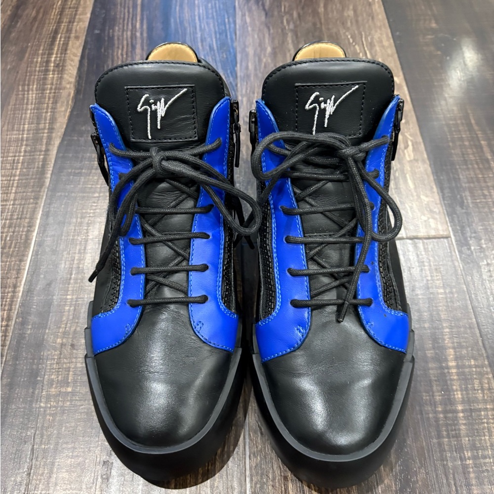 Giuseppe Zanotti Men's Black and Blue High-Top Sneakers